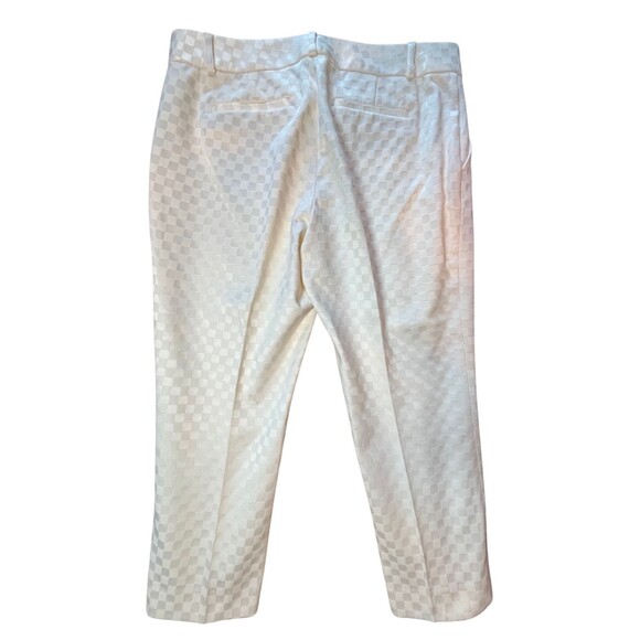 Banana Republic Hampton Pants Women's White Cream Checkerboard Cropped Petite 8 - Picture 2 of 15